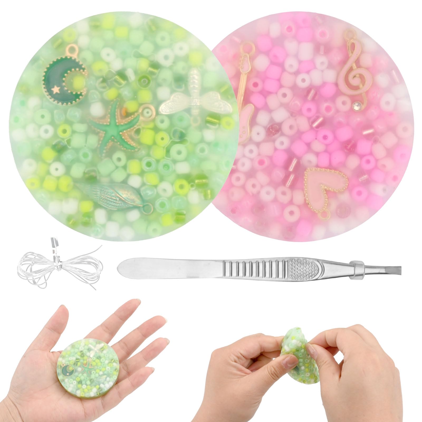2Pcs Round Pick Pad Kit with Tweezer and Rope, Picky Pads Fidget Toys for Adults & Kids