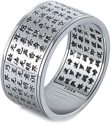 Amazon Jade Angel 女性と男性のバンドリング刻まれた中国語の単語ヴィンテージシルバーリング 21 リング 通販