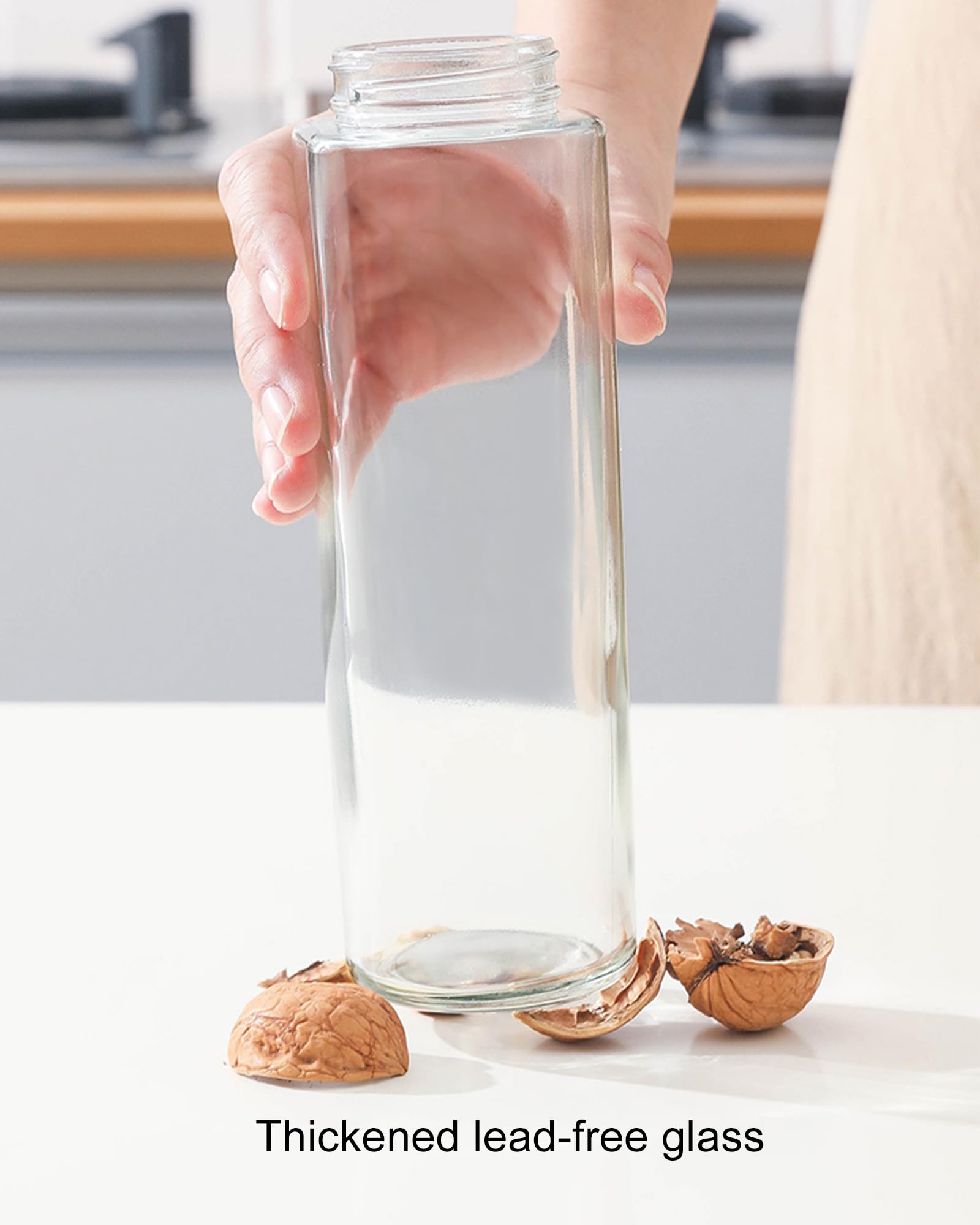 Ölspender, 480 ml, für Küche, Kochen, 4 Stück, mit Etiketten, Olivenöl-Flaschenspender, automatisches Klappen, tropffreie Ölflasche, breite Öffnung, leicht nachzufüllen und zu reinigen, gelber