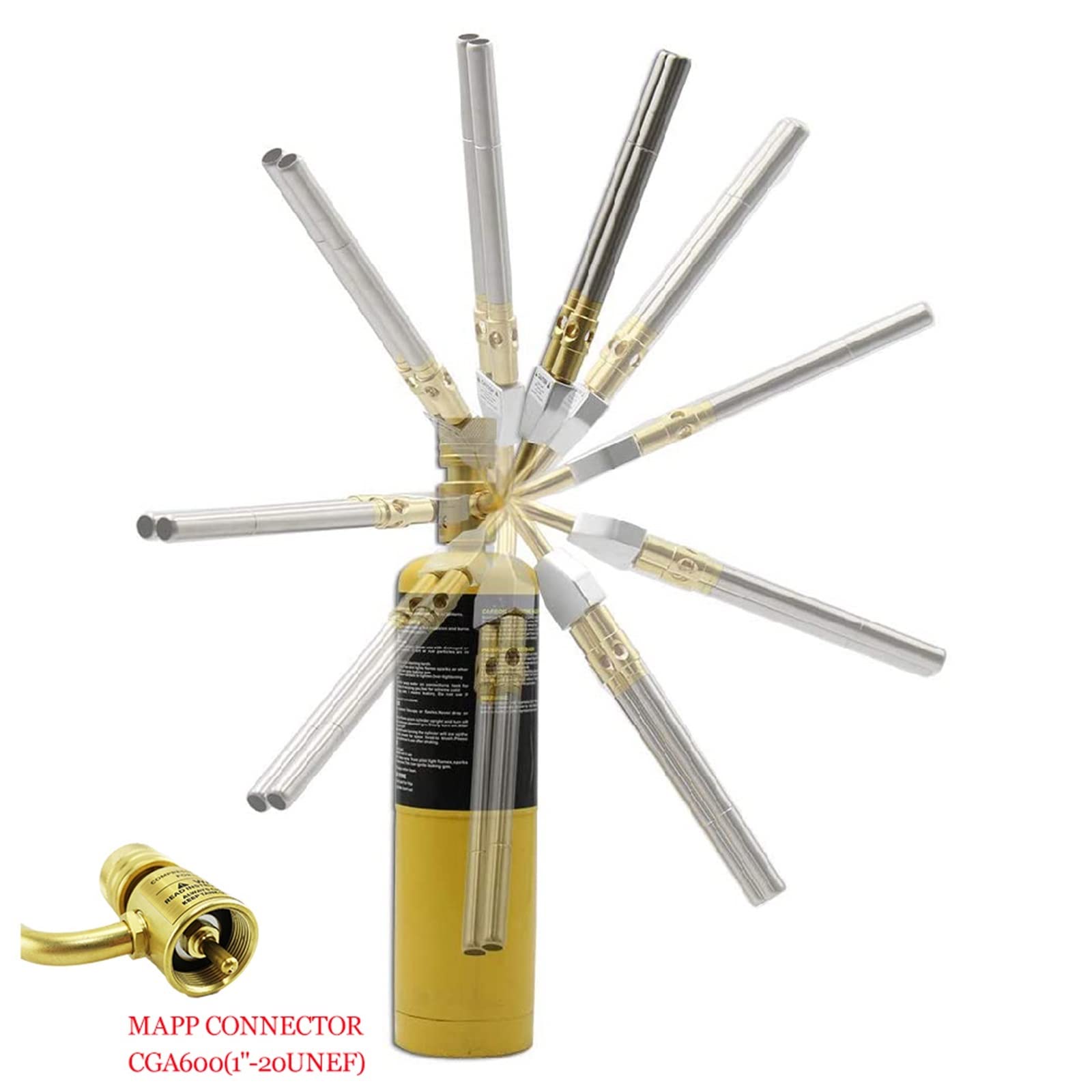 Kits de antorcha Boquillas, Accesorios de soldadura - 2 Boquillas Antorcha MAPP Pistola de soldadura de gas Pistola de soldadura fuerte CGA600 Conexión Quemador Calentador Soplete for soldar Barbacoa