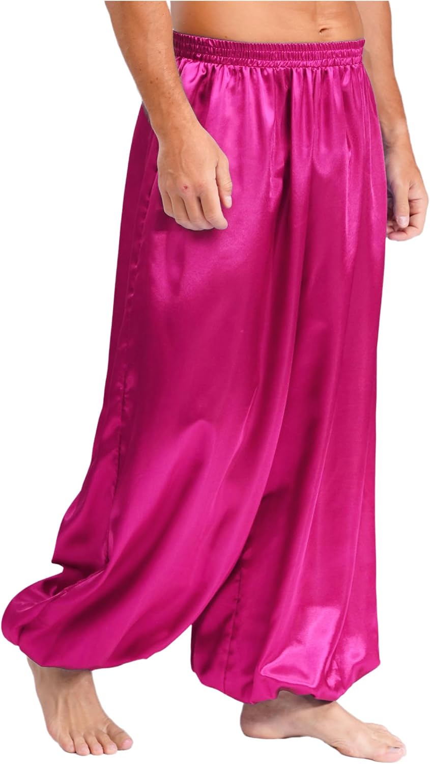 Mens Arabic Harem Pants Costume Belly Dance Hippie Baggy Elastic Waist Drop Crotch Trousers
