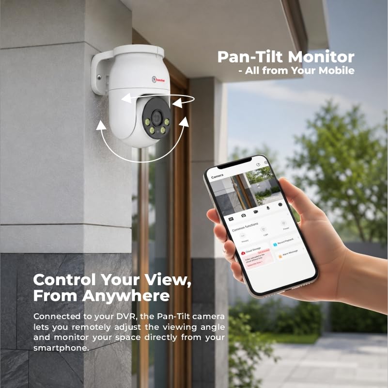 Image of Trueview 2MP HD Mini Pan-Tilt Wired CCTV Camera | Works with DVR (TVI /AHD /CVI /CVBS) | 350 Pan & 95 Tilt | All Time Color Vision | H.265 | Two-Way Audio | 3.6mm Lens | UTC Support