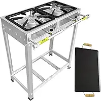 Fogão Industrial 2 Bocas, Alta Pressão, Inox, Queimadores Caulim 125mm (Inlcui Chapa 60x30)