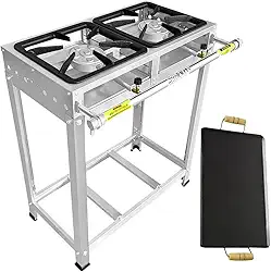 Fogão Industrial 2 Bocas, Alta Pressão, Inox, Queimadores Caulim 125mm (Inlcui Chapa 60x30)