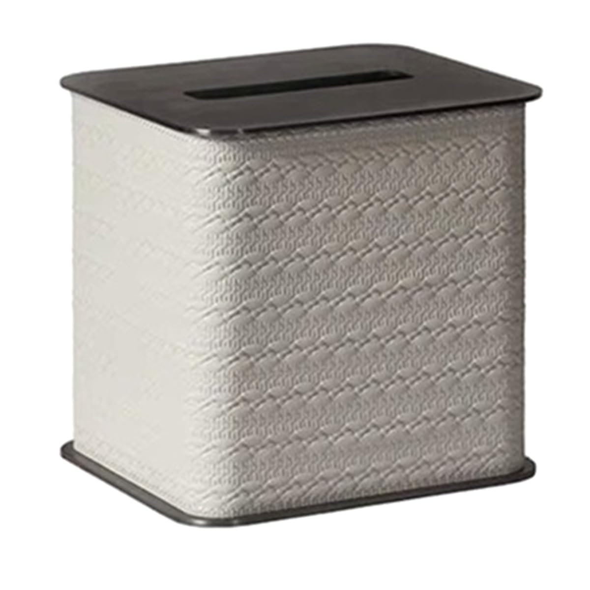 UDSKNV[KSL Light Luxury Stainless Steel Leather Tissue Box Household Living Room Tissue Holder Home Decoration A