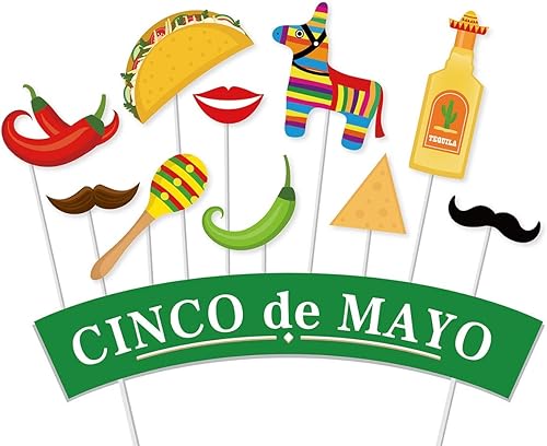 Miniatura 4 de SWYOUN Cinco de Mayo Taco Fiesta Photo Booth Props Mexican Party Supplies Decoración con marco de papel (paquete de 33)