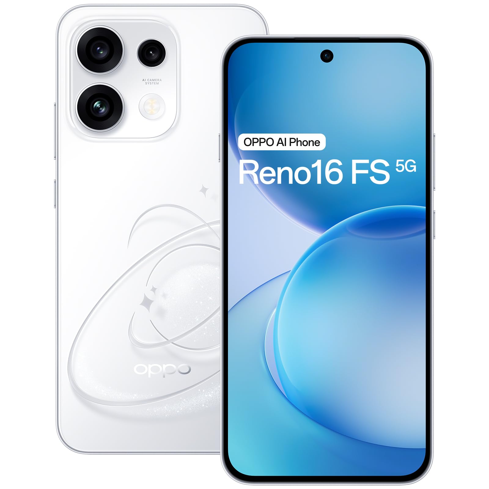 OPPO Reno16 FS 5G Smartphone 8+512GB 6500mAh 120Hz 50MP, Pop White | 50MP anteriore e posteriore, 6500mAh, 45W SUPERVOOC, display 6.57" AMOLED, OIS, IP68