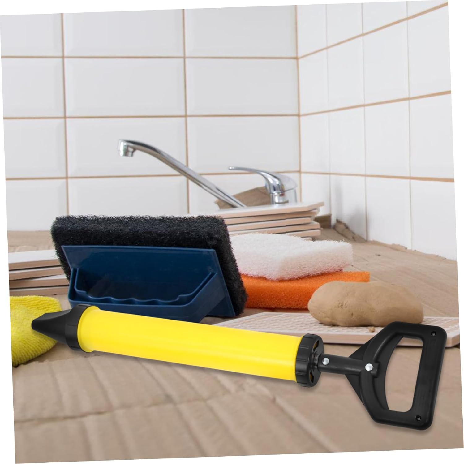 ORFOFE Manual Caulking Gun with Stainless Steel Grouting Sprayer 1 Set Pointing Applicator for Cement Mortar and Grout Heavy Duty Construction Tool with Plastic Nozzles