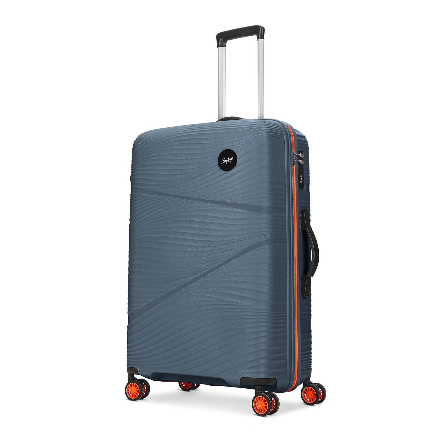 skybags Swirl Check-in Trolley Bag 75cm | Large Hard Luggage | 8 Wheels Suitcase for Travel | 3-Digit Combination Lock with Anti-Theft Zipper | Polypropylene | 3 Years Warranty - Unisex (Blue)-picture-17