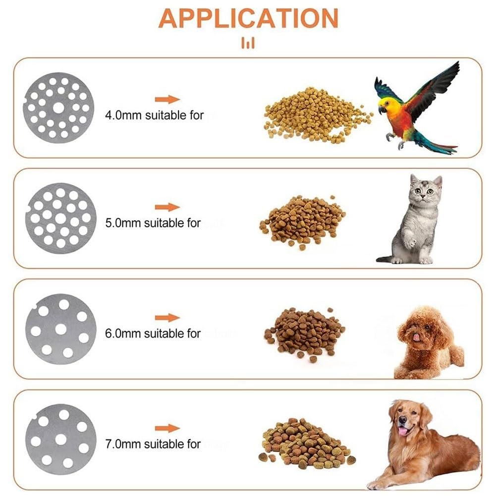 Manuelle Pelletmaschine für Tierfutter und Köder, mit optionalen Formen für verschiedene Größen, geeignet für Vögel, Angeln, Katzen und kleine Hunde
