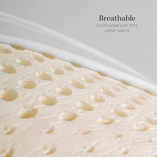 Miniatura 5 de eLuxurySupply Almohada de espuma de látex  Funda extra afelpada 100% algodón  Soporte para dormir, lectura, cuello, hombros y espalda  Juego de 2