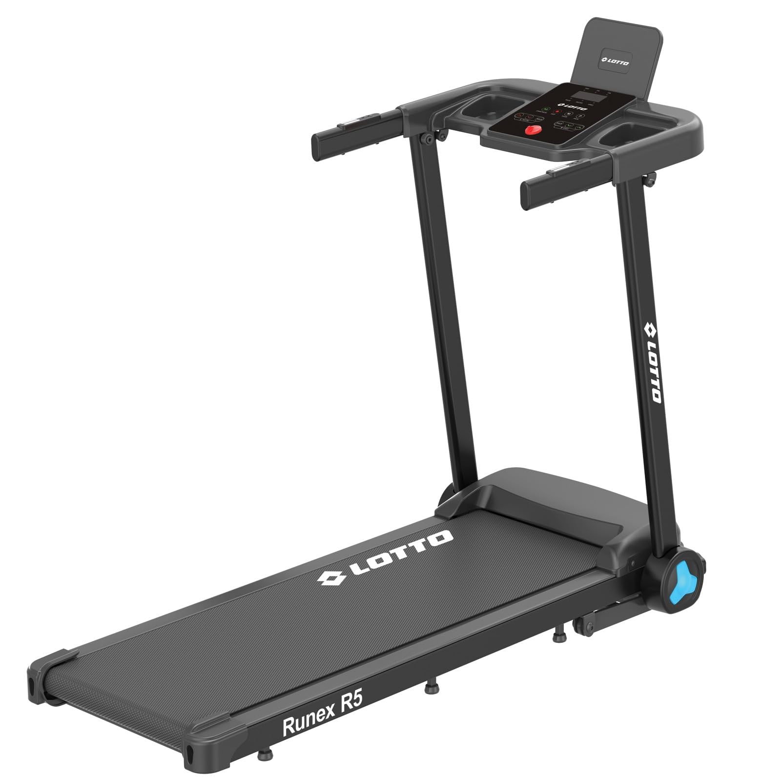 Cinta de Correr Eléctrica Lotto Runex R5, Motor 2 HP, Velocidad 1-8 km/h, Inclinación Automática 10 Niveles, Superficie 105x40 cm, Bluetooth FitShow/Kinomap/Zwift, Plegable, Máx. 100 kg