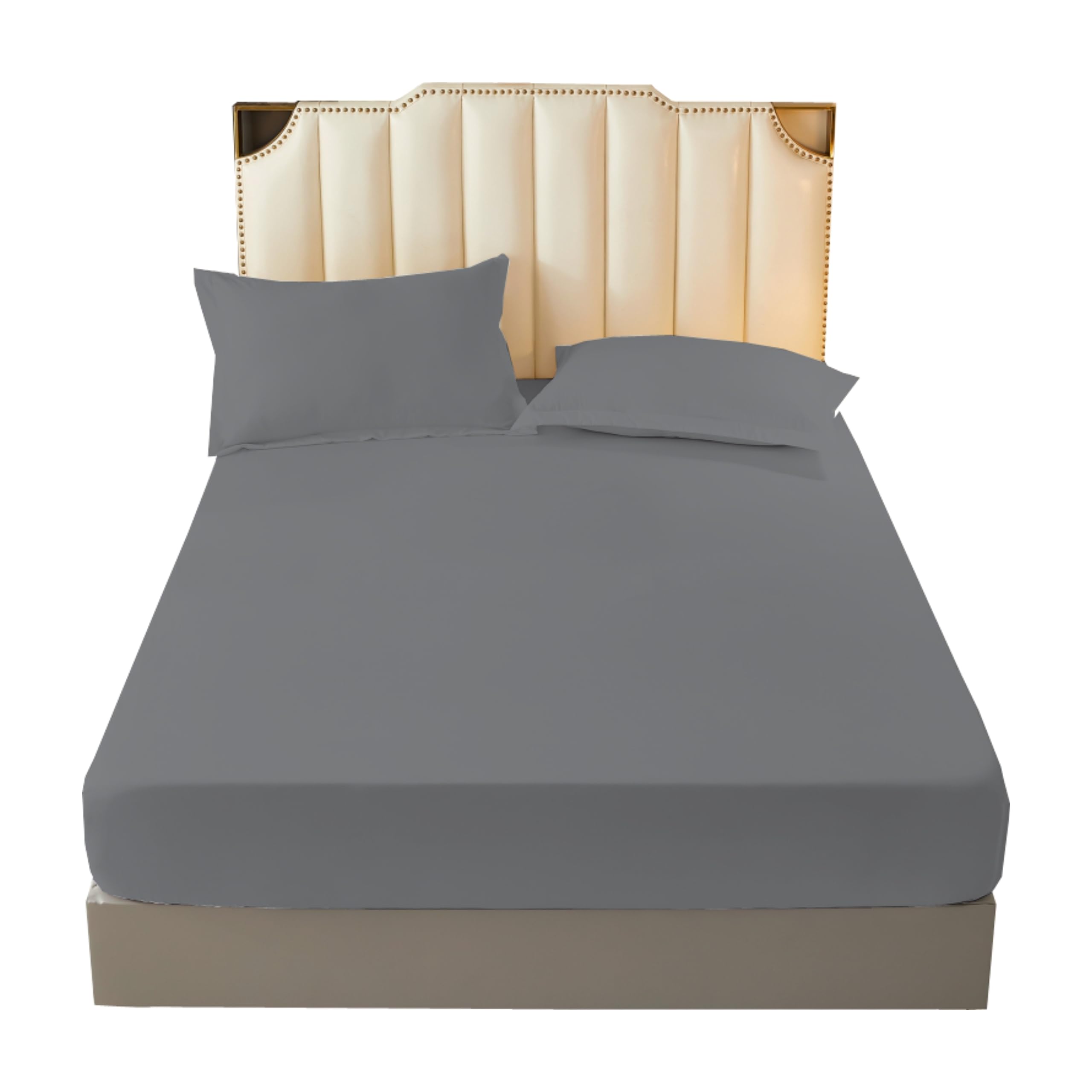 R&Z Extra Deep 40cm Fitted Sheet - Non Iron 100% Polyester Soft Brushed Microfibre Fabric Shrinkage and Fade Resistant Easy Care (Single, Gray)
