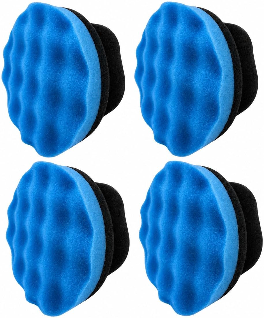 2PCS Tire Shine Applicator Pad, Reusable Car Detailing Sponge Tire Dressing Applicator with Hex-Grip Handle, Wave Pattern Detailing Foam Pad for Applying Tyre Shine (Black)