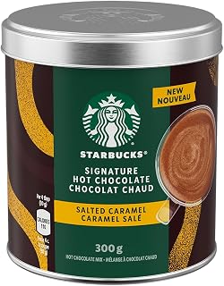 Starbucks Signature Hot Chocolate Mix, Salted Caramel, Prepared in Canada, 100% Rainforest Alliance Sustainably Sourced Cocoa, No Artificial Flavours, Colours or Sweeteners, 300g Canister