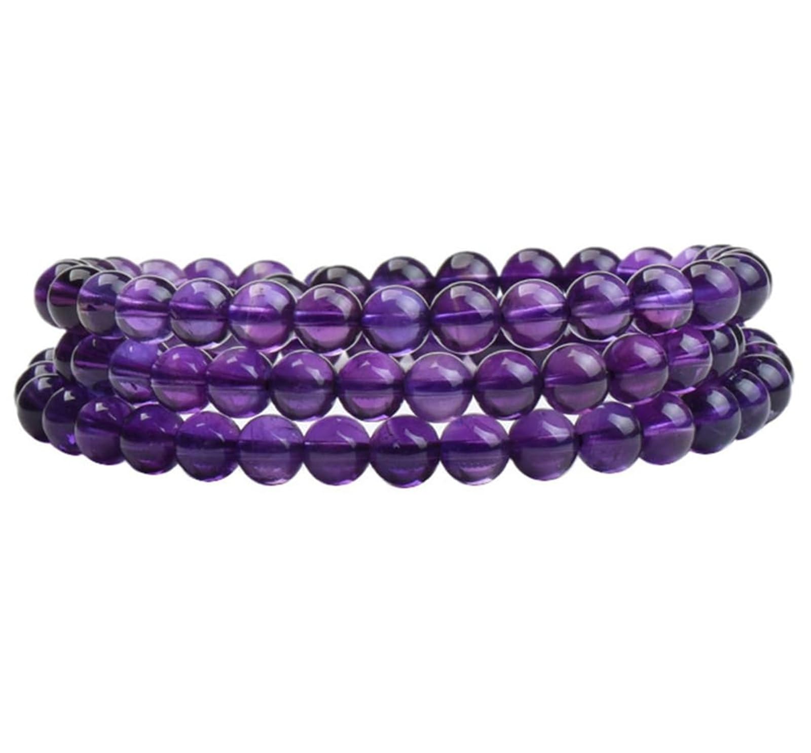 Bracelet fait à la main en pierre d'améthyste pour femme – Perles de pierres précieuses naturelles – Chaîne élastique pour la chance et l'énergie positive