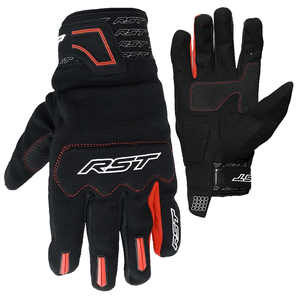 RST Rider Black/Red Sport Touring Urban Textile Motorcycle Gloves M