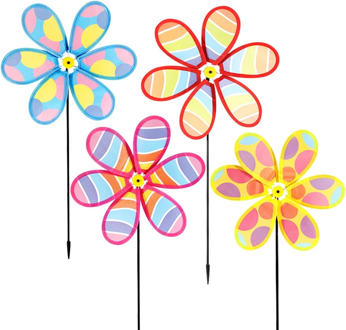 4PCS Wind Spinners for Yard and Garden, Lawn Yard Decorations Pinwheels Colorful Whirligigs Windmill for Outdoor Decor