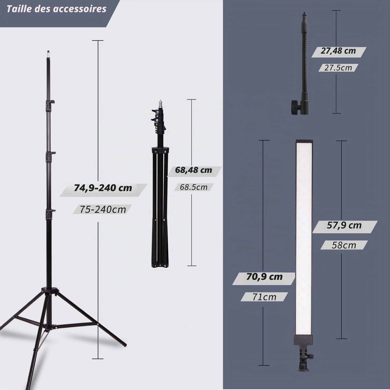 Kit d’Eclairage LED pour Studio de Photographie avec de Support Lumière de Remplissage pour Sourcils, Tatouage, Maquillage, Portrait, Photographie de Produits, Lumière de Studio