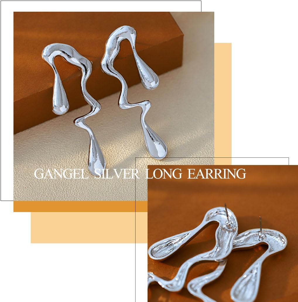 Gangel Large Stud Earring Long Dangle Earring Waterdrop Earrings Mismatched Earring Rave Trendy Jewelry Statement Earrings for Women - Image 3