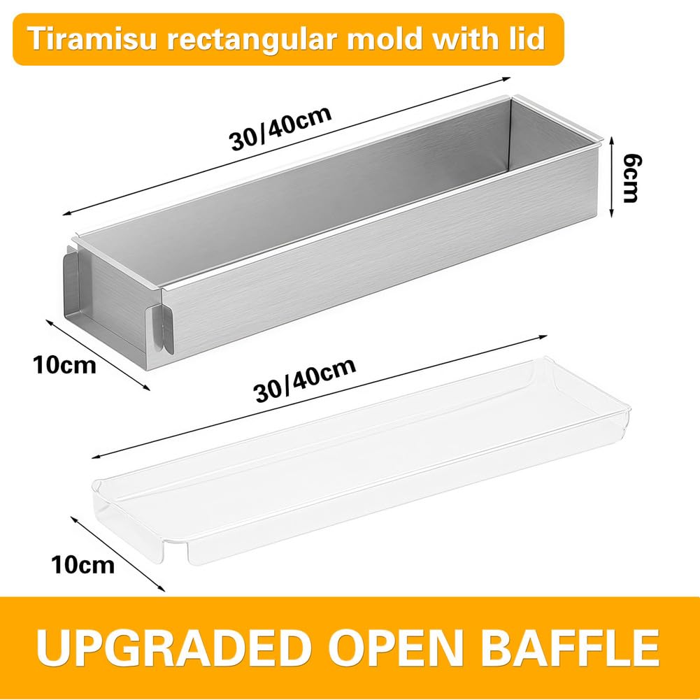 Rechteckige Backform für Tiramisu-Käsekuchen, antihaftbeschichtete Kuchenform mit abnehmbarem Rahmen, 24 x 16,5 x 6,1 cm