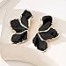 StyleJella Irregular Statement Stud Earrings for Women with Black Enamel Petal Design, Large Trendy Floral Jewelry, Perfect for Prom Fashion Gift