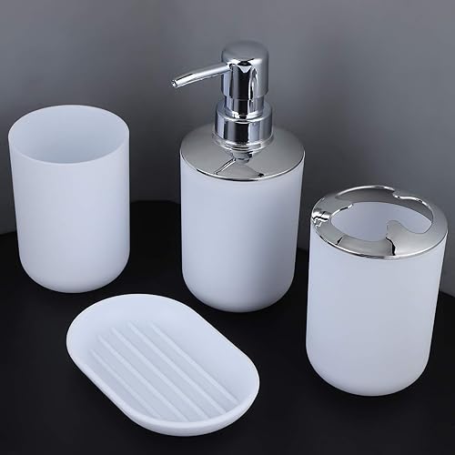 Miniatura 3 de Juego completo de accesorios de baño de 4 piezas, incluye botella de loción, taza de almacenamiento, 1 taza de lavado, caja de plástico +