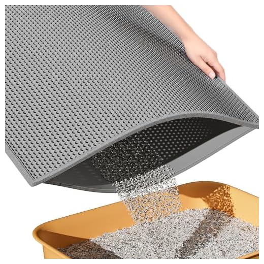 ESTHELLO Cat Litter Mat Honeycomb Double Layer Design 24’’ x 15’’ Gray
