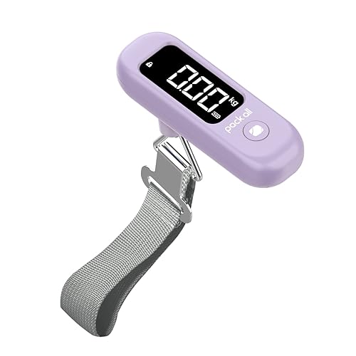 pack all Báscula de equipaje de 110 libras, báscula digital de equipaje de mano, báscula de peso para maleta de viaje con pantalla LCD, batería