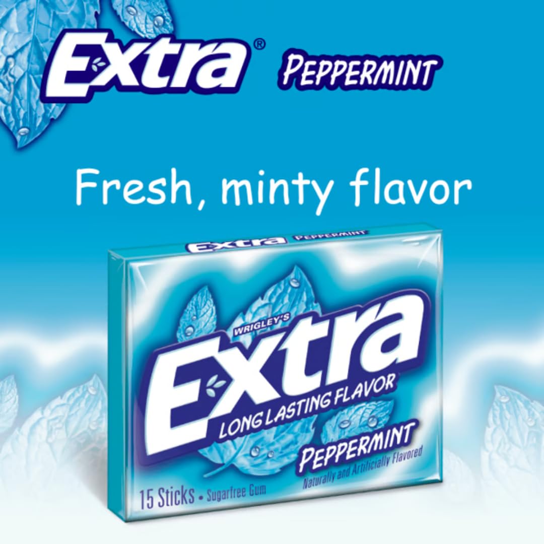 Extra Mint Sugar-Free Chewing Gum Bulk Variety Pack - Polar Ice, Spearmint, and Peppermint - Fresh Breath and Long-Lasting Flavor - 15 pc - (18 Pack)
