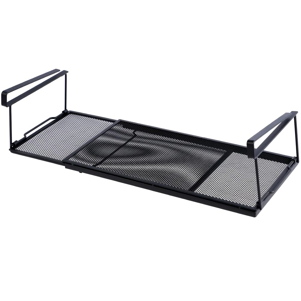 CTRLZS Extendable Steel Under Cabinet Organizer Shelf, Under Desk Storage Rack, Multipurpose Kitchen Hanging Basket