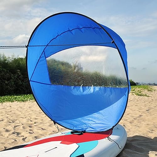 Miniatura 3 de Houseen Vela de kayak, 42 pulgadas, plegable, a favor del viento, para kayak, remo de viento, accesorio de canoa con visión clara para deportes