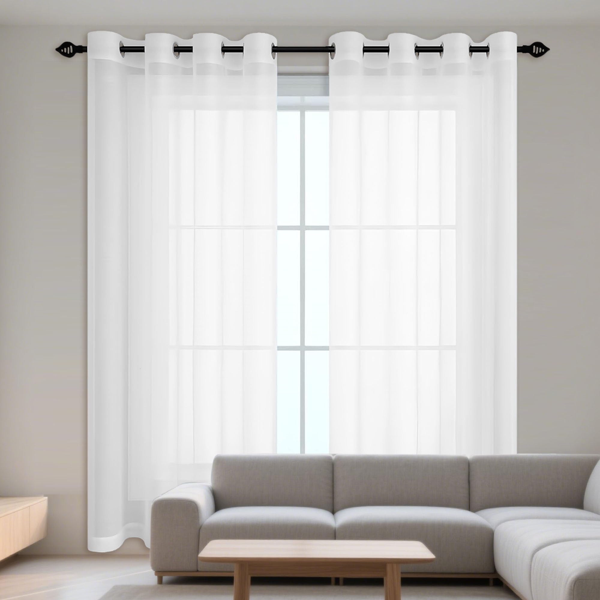 Rideaux transparents blancs au style romantique pour une atmosphère douce et apaisante