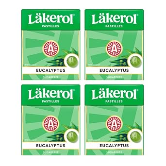 4 Boxes - Lakerol Eucalyptus Pastilles Sugar-Free Swedish Candy Cool Eucalyptus Flavor