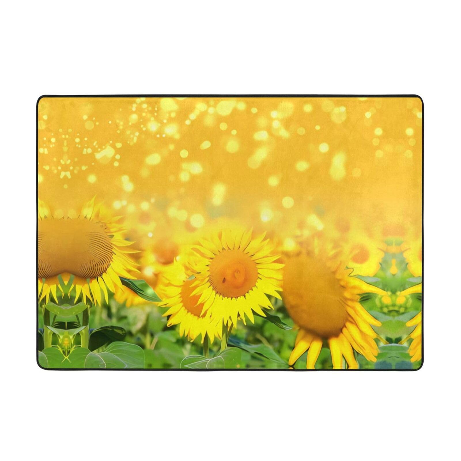 Alfombra de felpa de girasoles 80x58 pulgadas de piel sintética