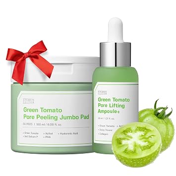 SUNGBOON EDITOR Firming DUO Green Tomato Pore Peeling Jumbo Pad & Lifting Ampoule, Gift Sets