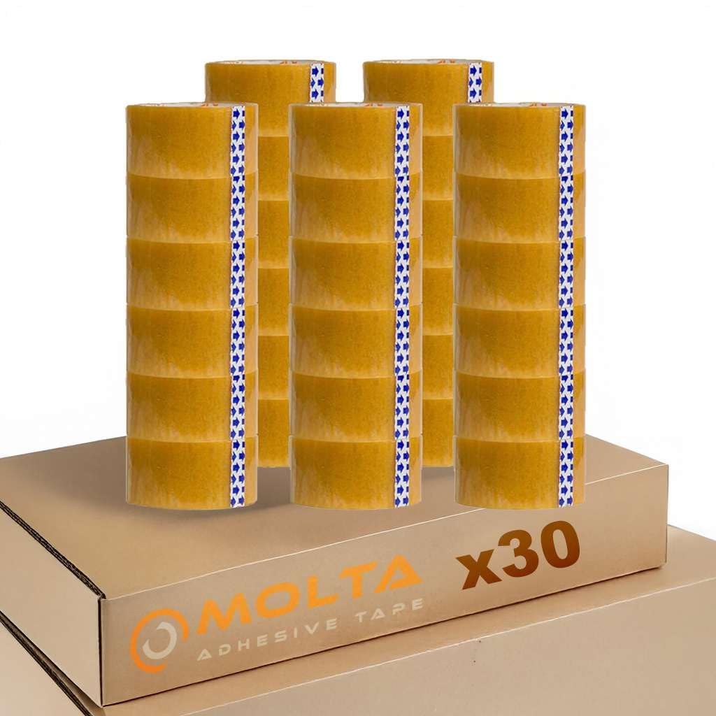 MOLTA SOLVENTA przezroczysta taśma do pakowania 48 mm x 120 m | taśma kartonowa | taśma do pakowania paczek i kartonów – 30 rolek | syntetyczny rubber