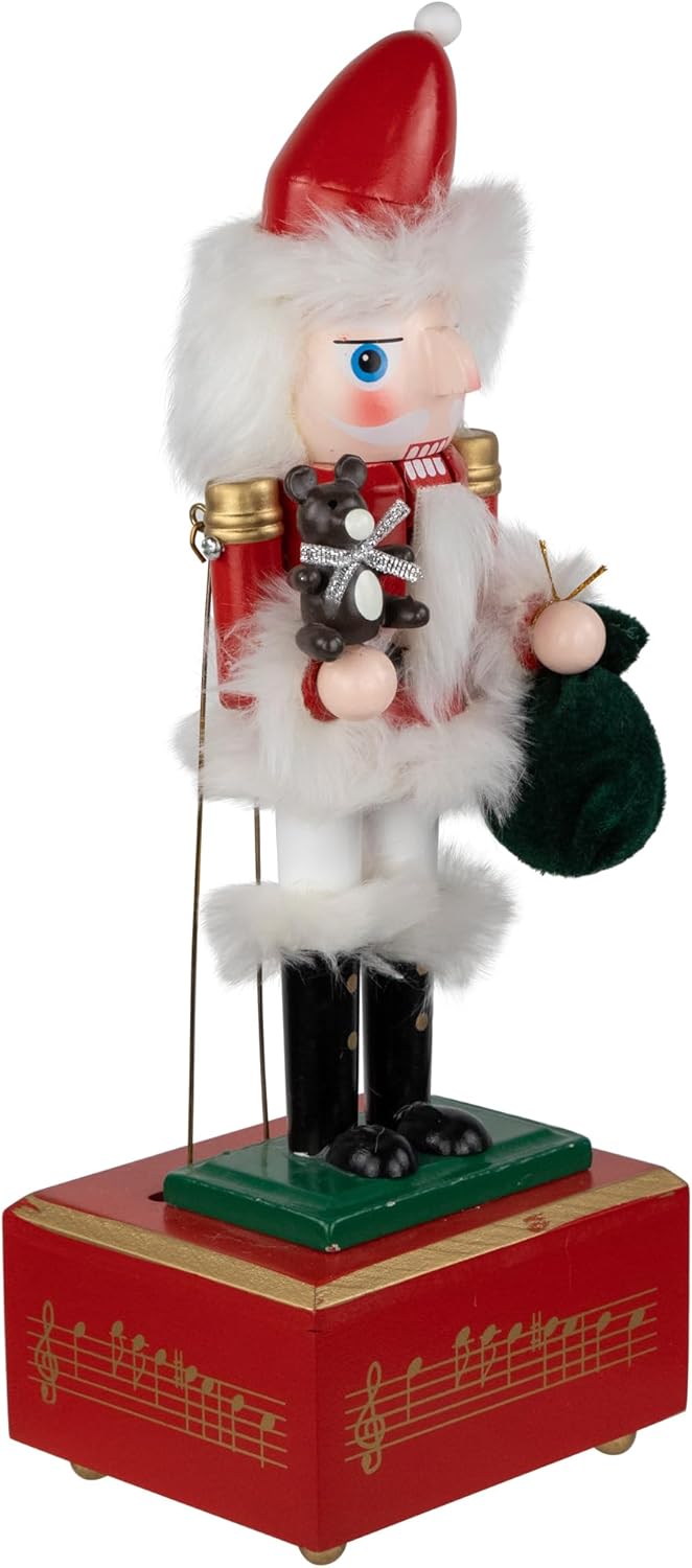 Northlight Animated and Musical Santa Christmas Nutcracker with Bear - 12"