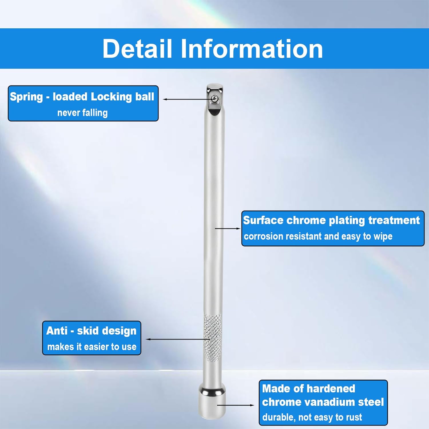 1/4 Inch Drive Extension Bar Set, Socket Extension Set Include 2, 4, and 6 Inch Extensions and 1/4 Inch Drive Universal Joint Sockets, 4 Piece Set