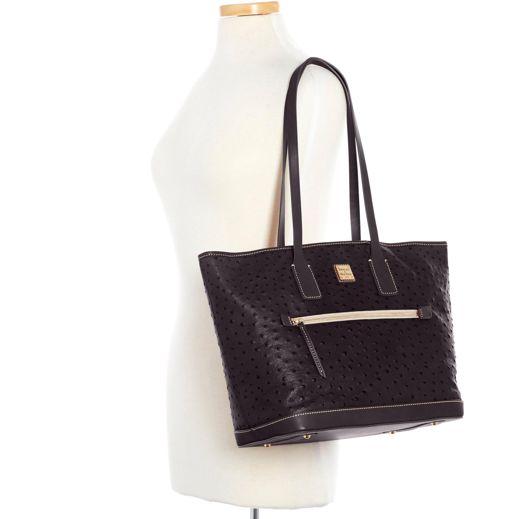 Dooney & Bourke Tote Bags for Women, Large Ostrich Leather Tote Bag with Zipper Pockets & Long Shoulder Strap