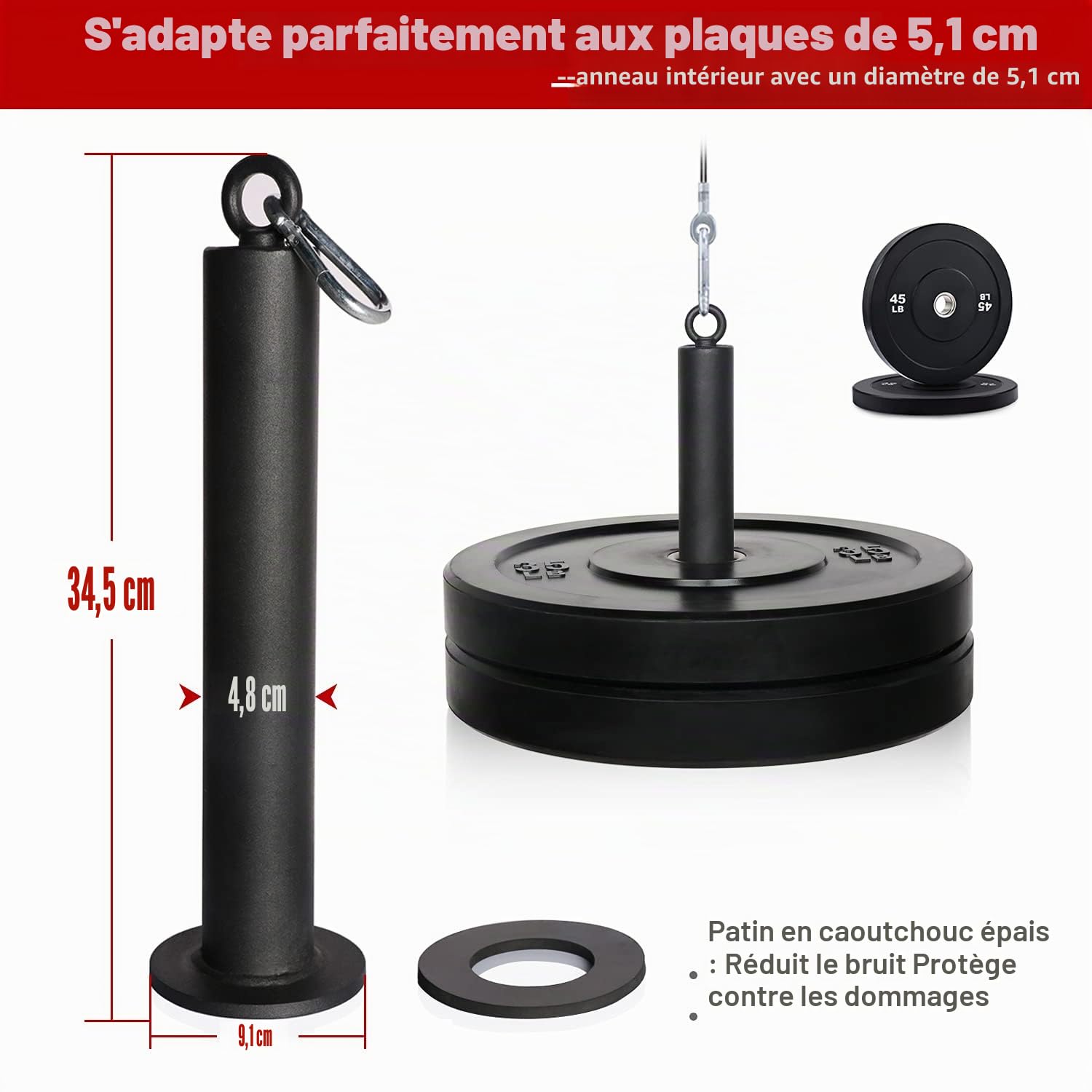 SYL Fitness Système de poulie LAT avec goupille de chargement DIY Gym Cable Crossover Fixation