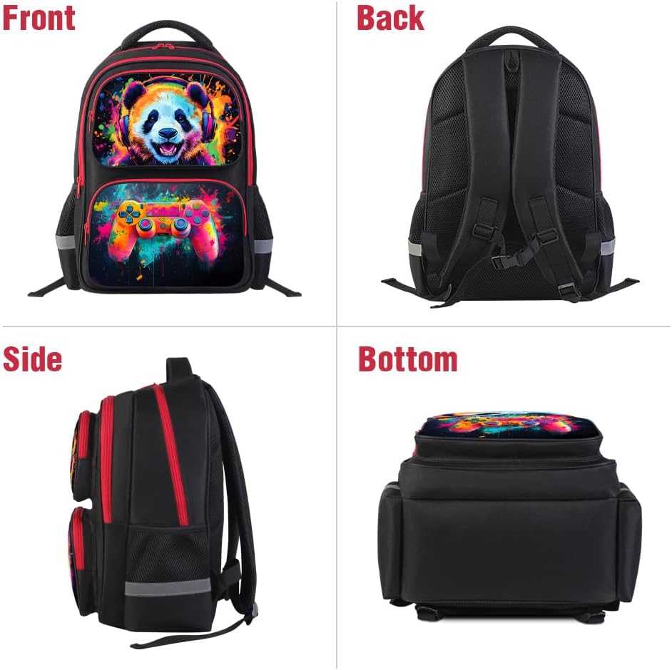 Cartoon Kids Backpack for School - 17 Inch Lightweight Bookbag with 3D Reflective Design & Luminous Safety Strips | Durable 600D Polyester, Adjustable Straps for Ages 6-18 - Image 5