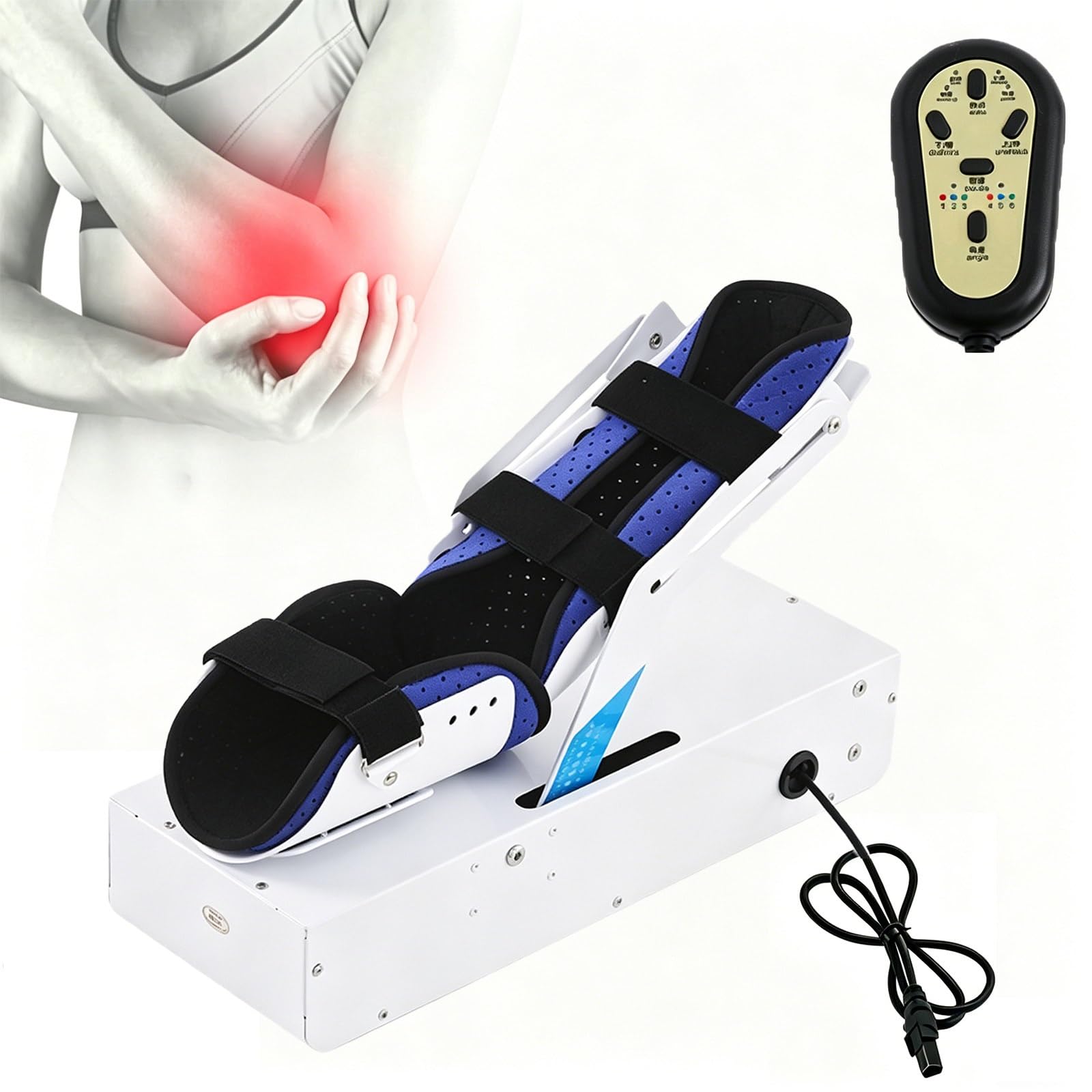 Zmotoryzowane urządzenie do rehabilitacji ramienia i łokcia, Profesjonalny trenażer z pilotem i ergonomicznym uchwytem przedramienia, Dla osób z ograniczoną mobilnością