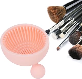 Makeup Brush Cleaner Bowl Mat, Silicone Pink Soft Brush Cleaner Mat for Makeup Brush Cleaner