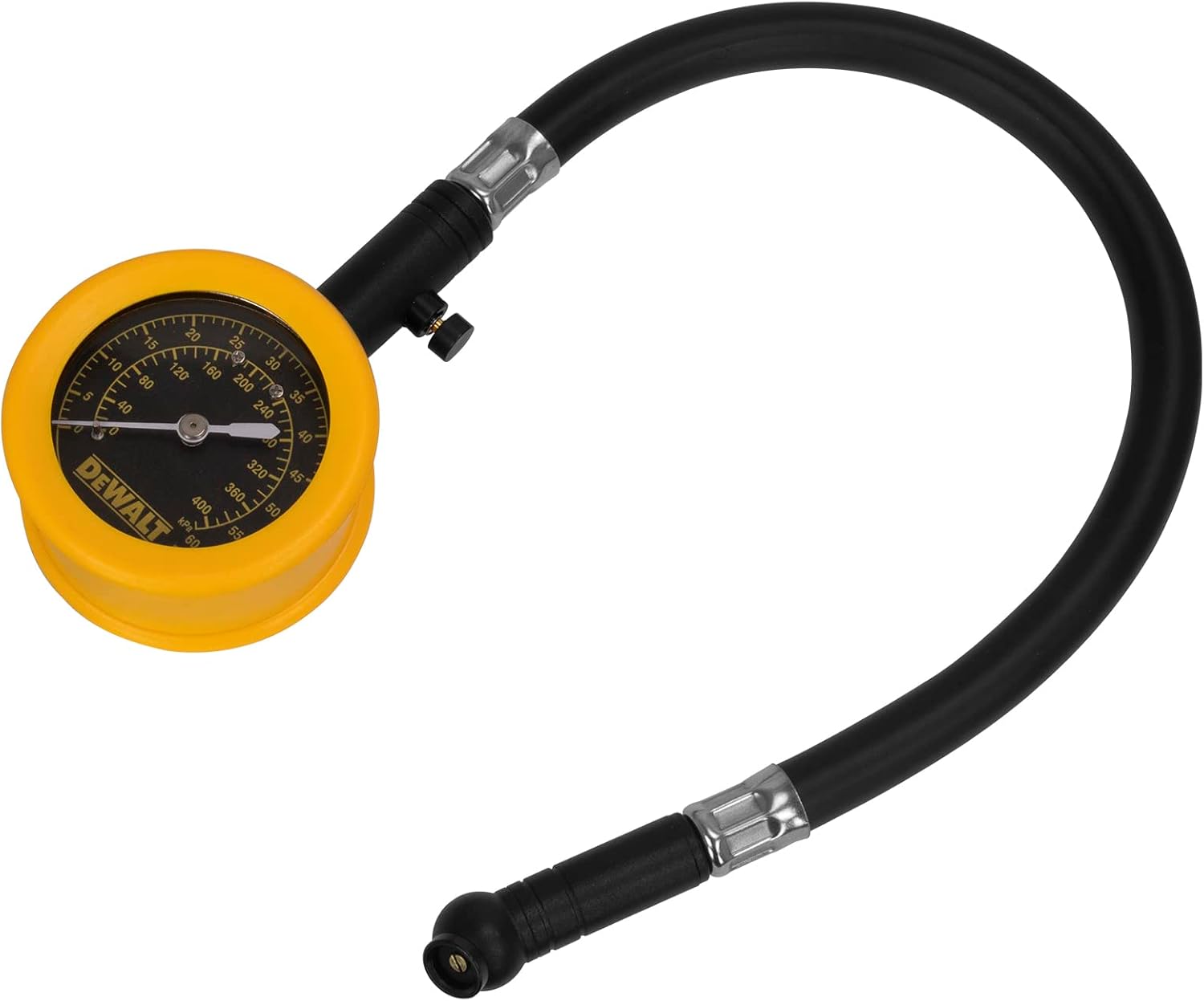 DEWALT Analog Dial Pressure Gauge w/Bleeder Valve, 12-Inch Hose & Swivel Chuck (DXCM032-0149)