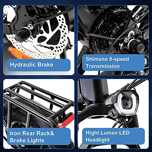 Polanra Electric Bike For Adults 20" Ebike 48V 17.5Ah Samsung Removable Battery Full Suspensions 1000W Motor Fat Tire Electric Bike With Pneumatic Fork 32Mph #TOP4