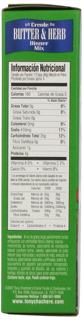 Tony Chachere's Rice Mix Butter & Herb, 7-ounces (Pack of6)