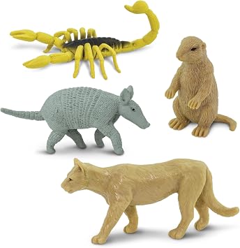 Safari Ltd. Desert TOOB - Figurines of Horned Lizard, Cactus, Road Runner, Scorpion, Rattlesnake, Coyote, Bobcat, Armadillo, Mountain Lion - Educational Toy Figures For Boys, Girls & Kids Ages 3+