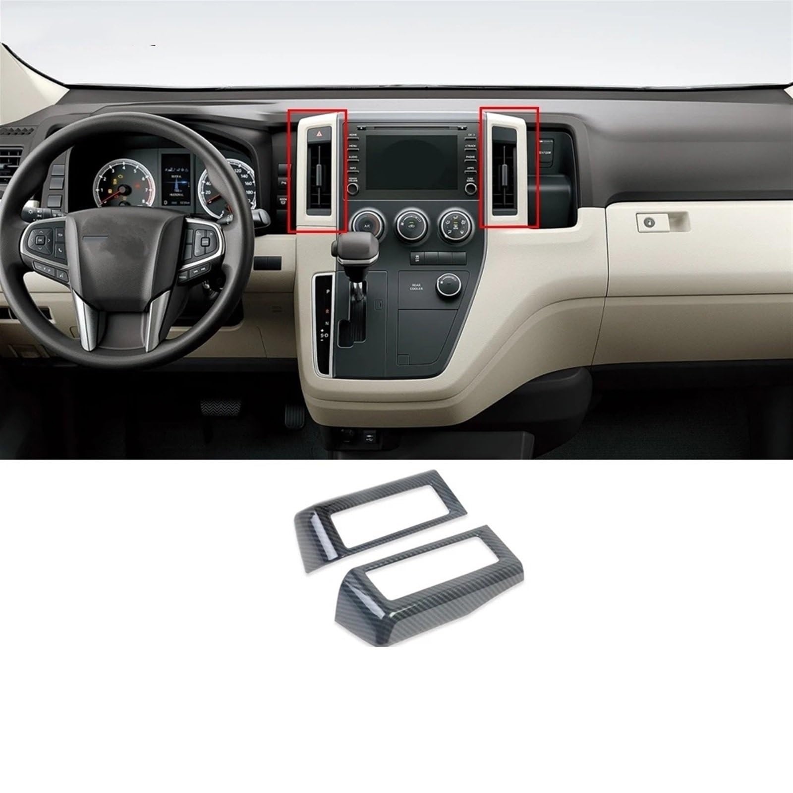 Auto Zubehör Innenraum Für Toyota Für Hiace Für Granvia Für Pendler 2019 2020 2021 2022 2023 Auto Center Air Vent Outlet Abdeckung Trim Innen Zubehör Auto Zubehör Trim(Linkslenker)
