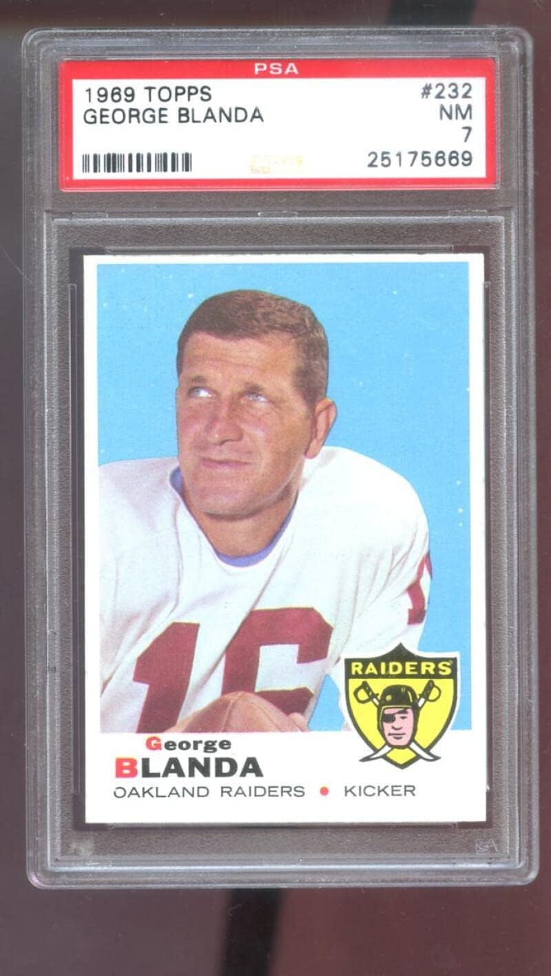 1969 Topps #232 George Blanda PSA 7 Graded Football Card NFL NM Oakland Raiders